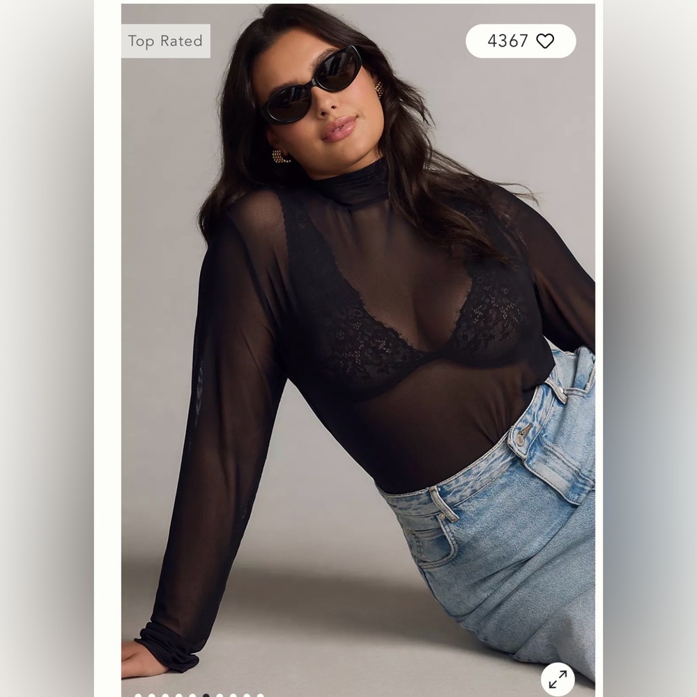 NWT Anthropologie By Anthropologie Mesh Turtleneck Top size XL black